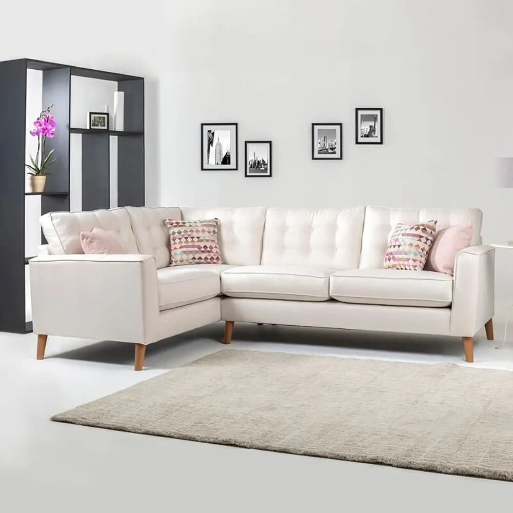 Caenada L Shape White Sofa