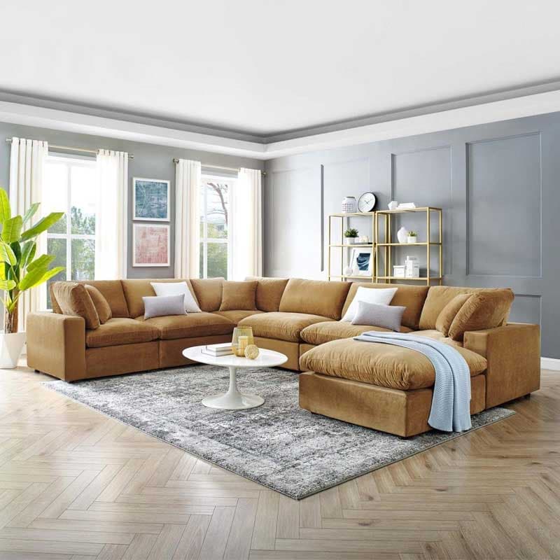 Fabric Covered Sectional Sofa