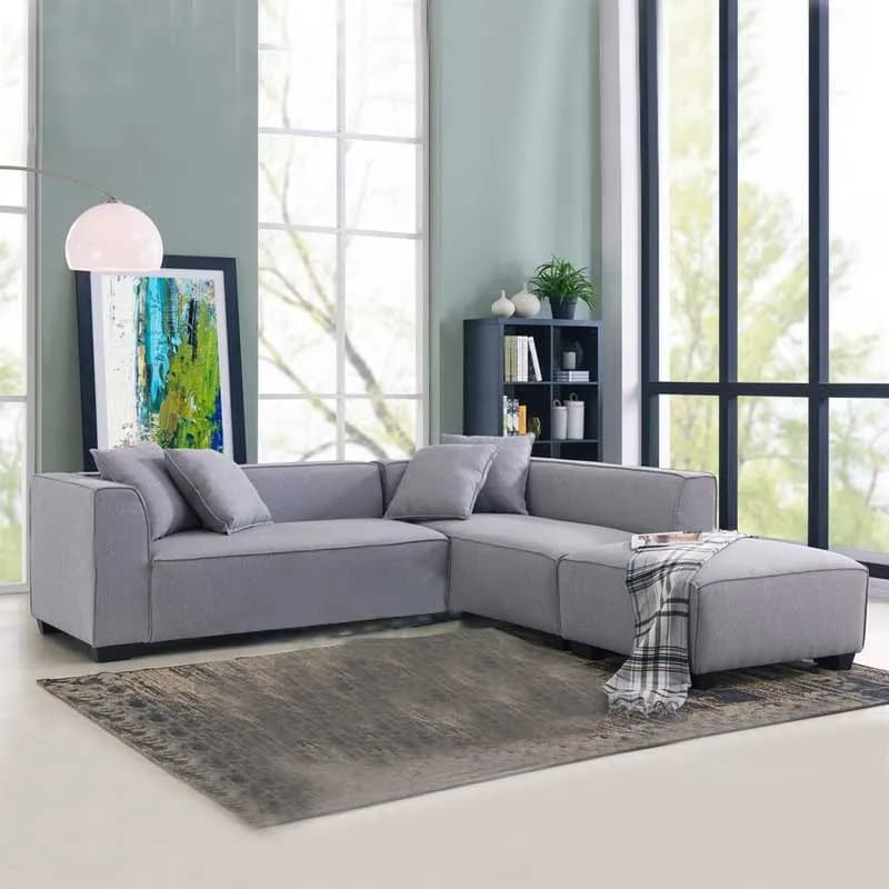 L-Shaped Modular Sofa with Ottoman Chaise