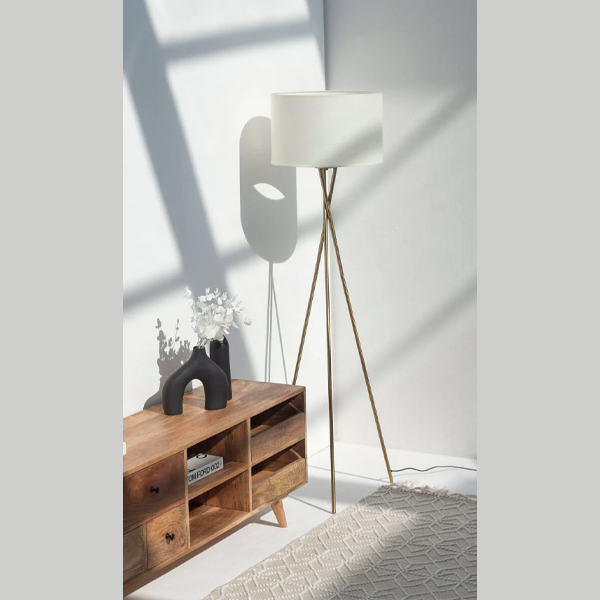 Mid-Century White Tripod Floor Lamp