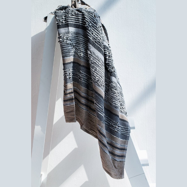 Striped Grey & Brown Throw Blanket