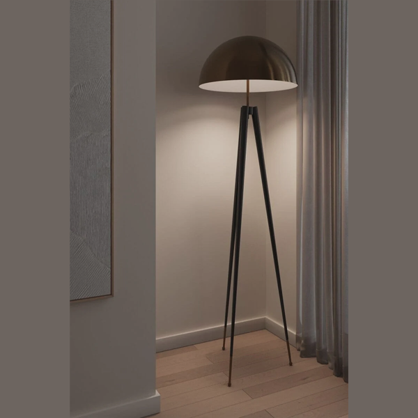 Black & Gold Mushroom Tripod Floor Lamp