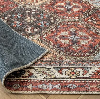 Vintage Red Medallion Patterned Carpet